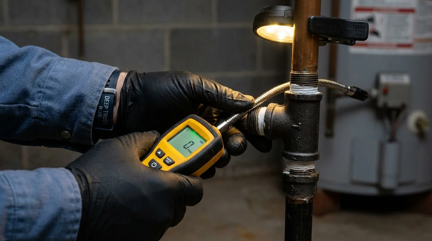 Gas leak detection with electronic sniffer by Johns Plumbing LLC in Caribou